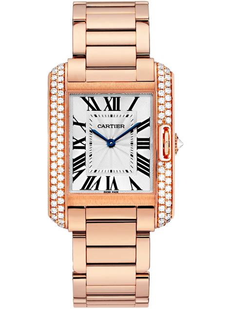 cartier tank anglaise 18k pink gold watch